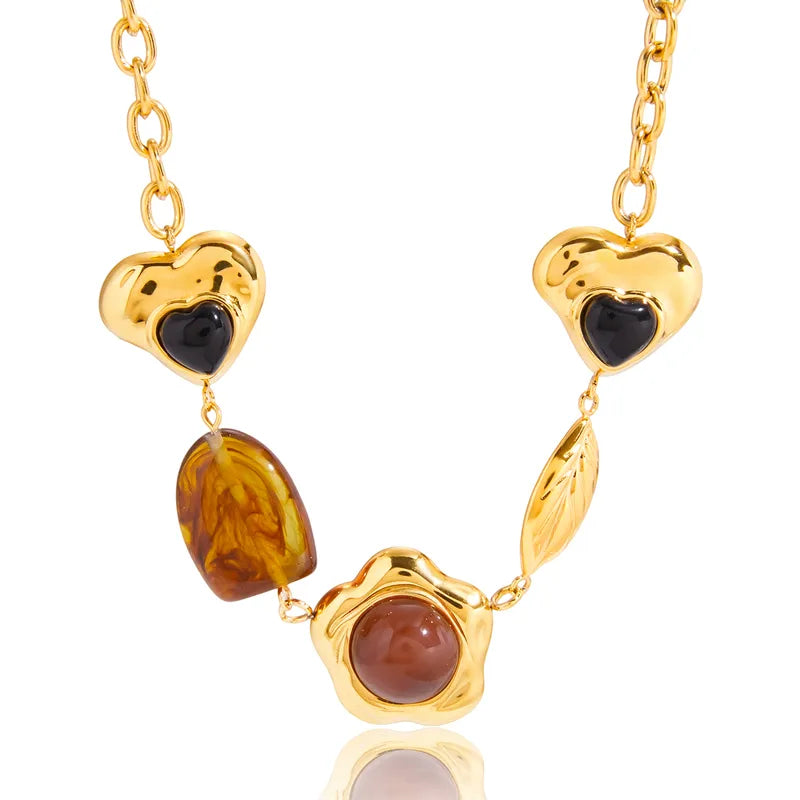Rosalia – Red Agate Flower Heart Necklace